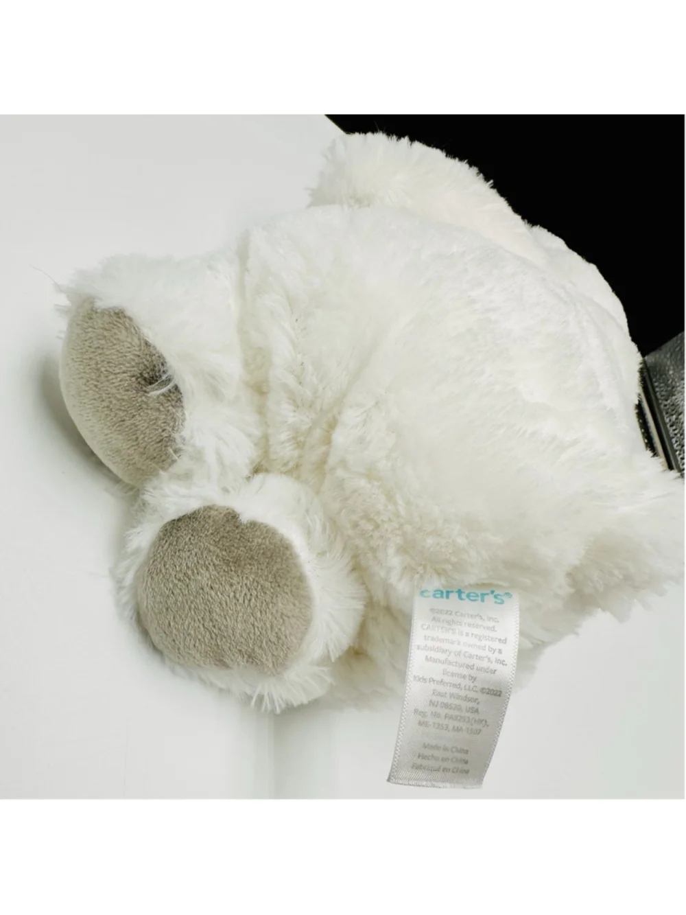 Carters Cuddle Plush Gray White BUNNY Rabbit 9” Security Lovey Baby Toy Read